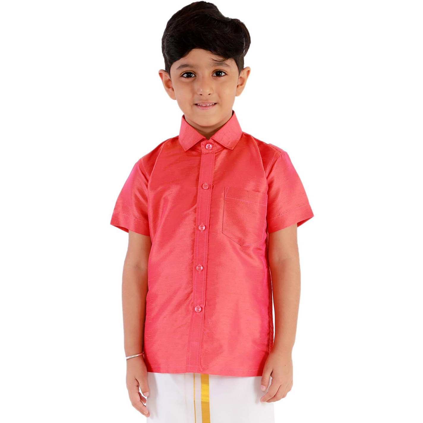 Jbn Creation Boy's Solid Regular Fit Dress Shirt (Jbnbsh004Rd_22_Red