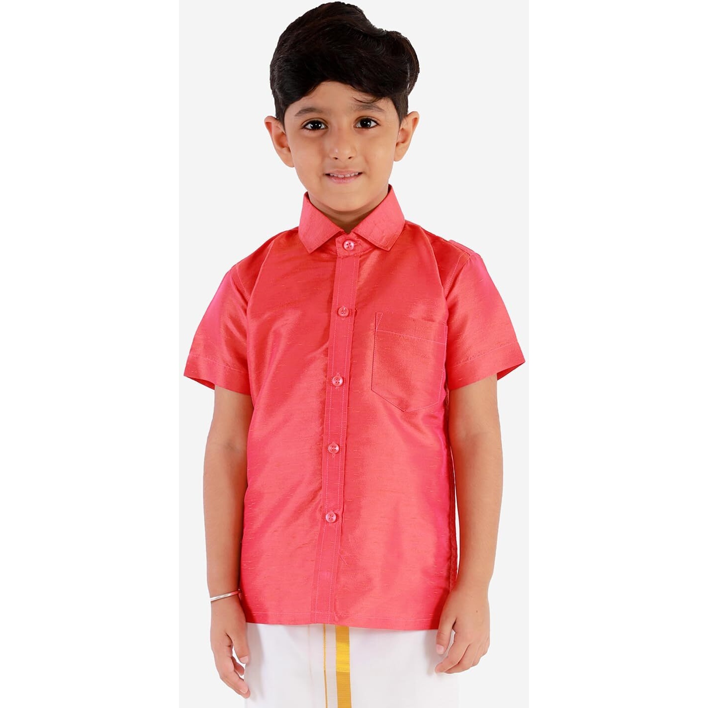 Jbn Creation Boy's Solid Regular Fit Dress Shirt (Jbnbsh004Rd_22_Red