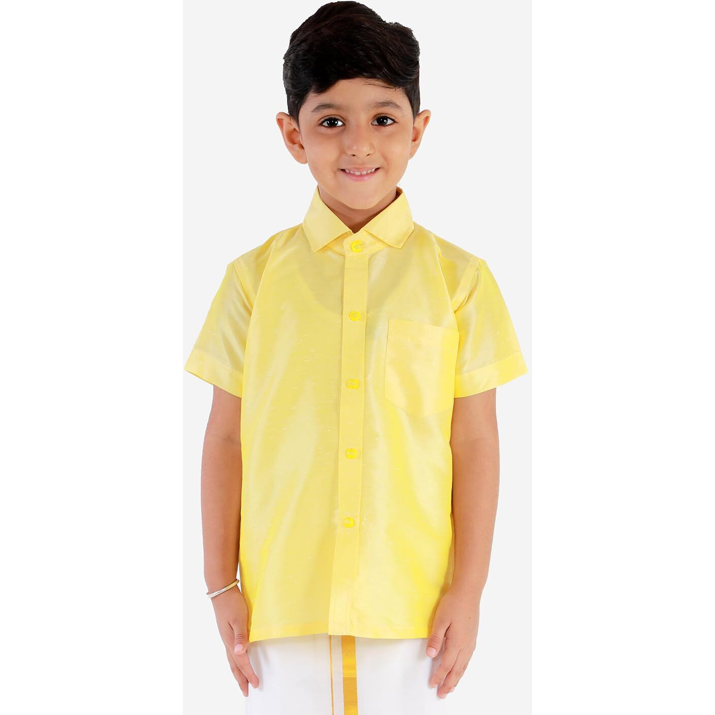 Jbn Creation Boy's Solid Regular Fit Dress Shirt (Jbnbsh004Yw_34_Yellow