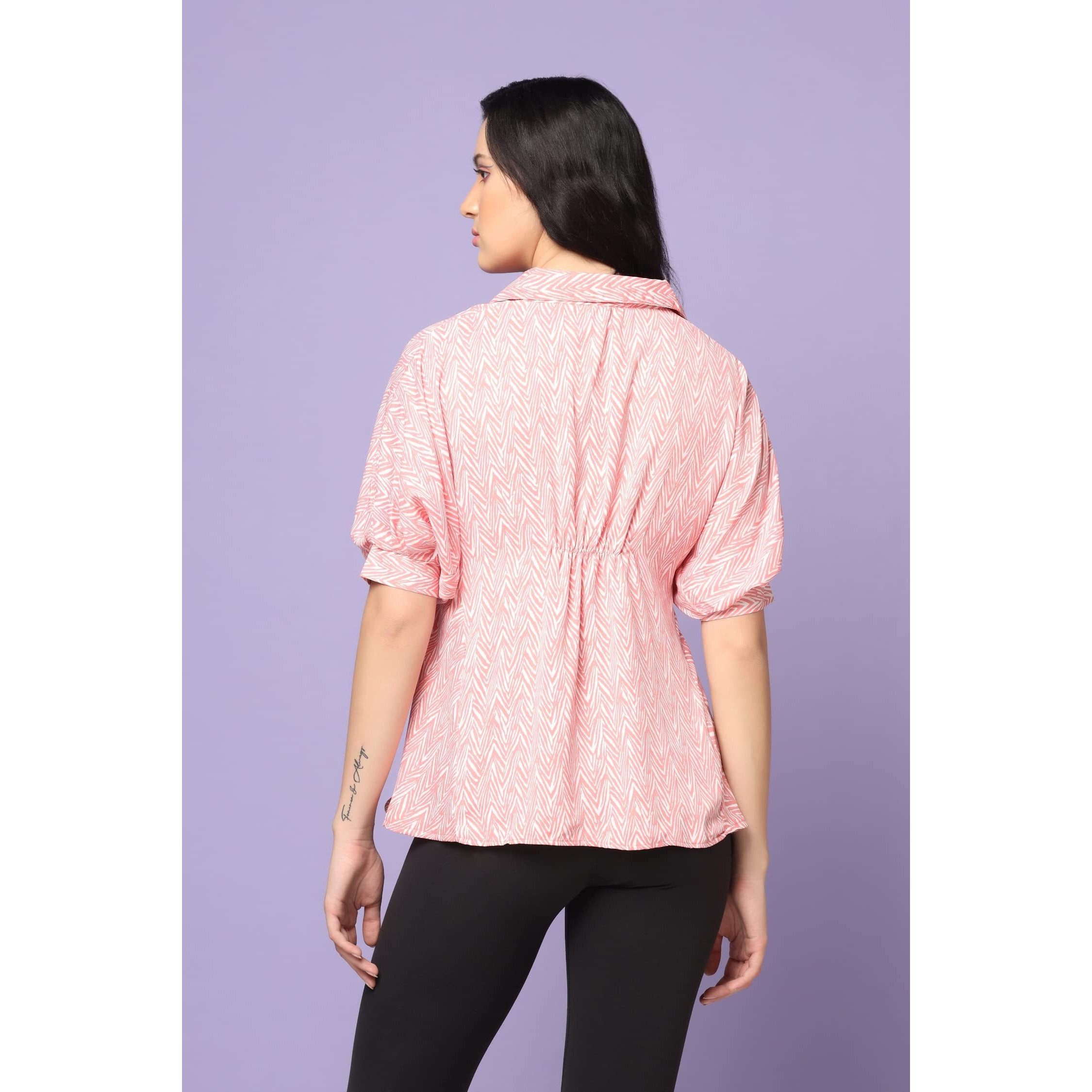 Dhruvi Trendz Women Rayon Top For Girls Regular Fit Western (Dt-W1674_Peach_L)