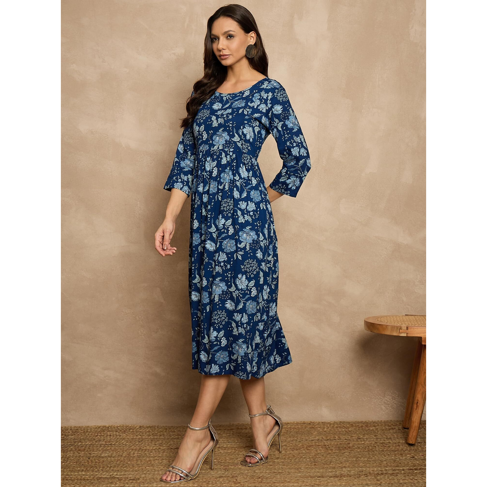 Jikonet Women's Cotton Maternity Feeding Kurti With Hide Zip, Side Pocket, (Dark Blue, X-Large)