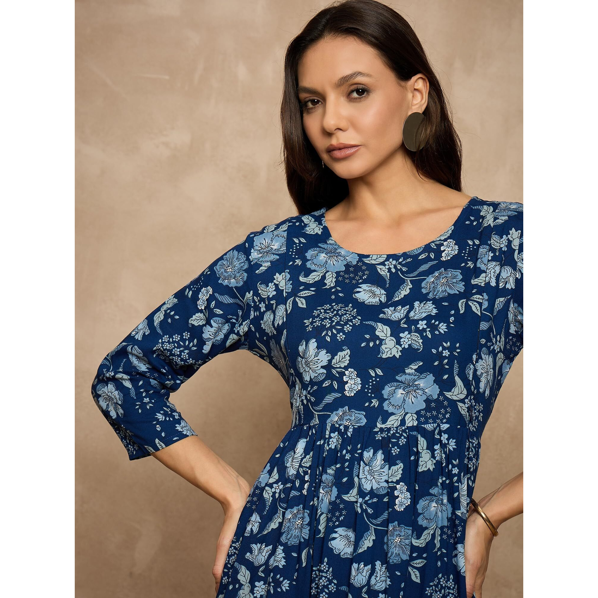 Jikonet Women's Cotton Maternity Feeding Kurti With Hide Zip, Side Pocket, (Dark Blue, X-Large)