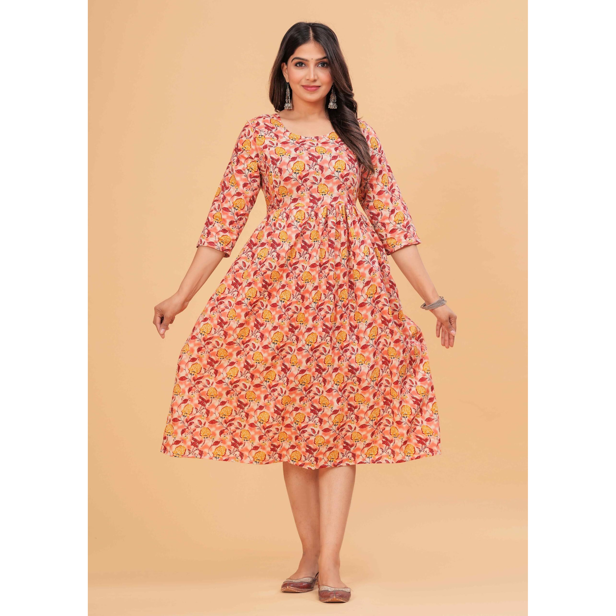 Jikonet Women's Anarkali Maternity Feeding Kurti/Maternity Gown/Maternity Dress, (Red, Large)