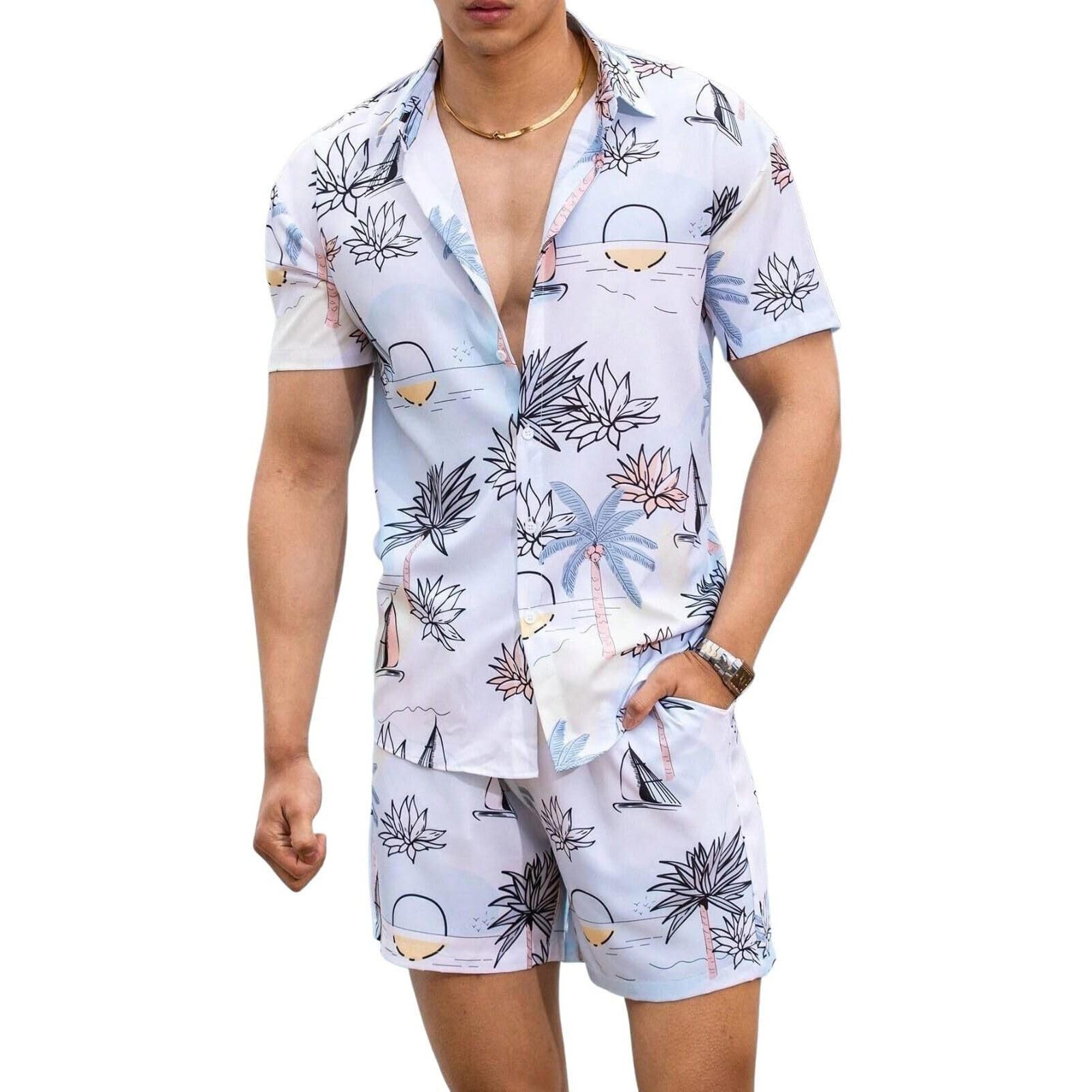 Dhruvi Trendz Men's Rayon Pajama Set/Night Dress - Regular Fit Co-Ord Set (Dt-Ms-6083&Sh193_Sky, Medium)