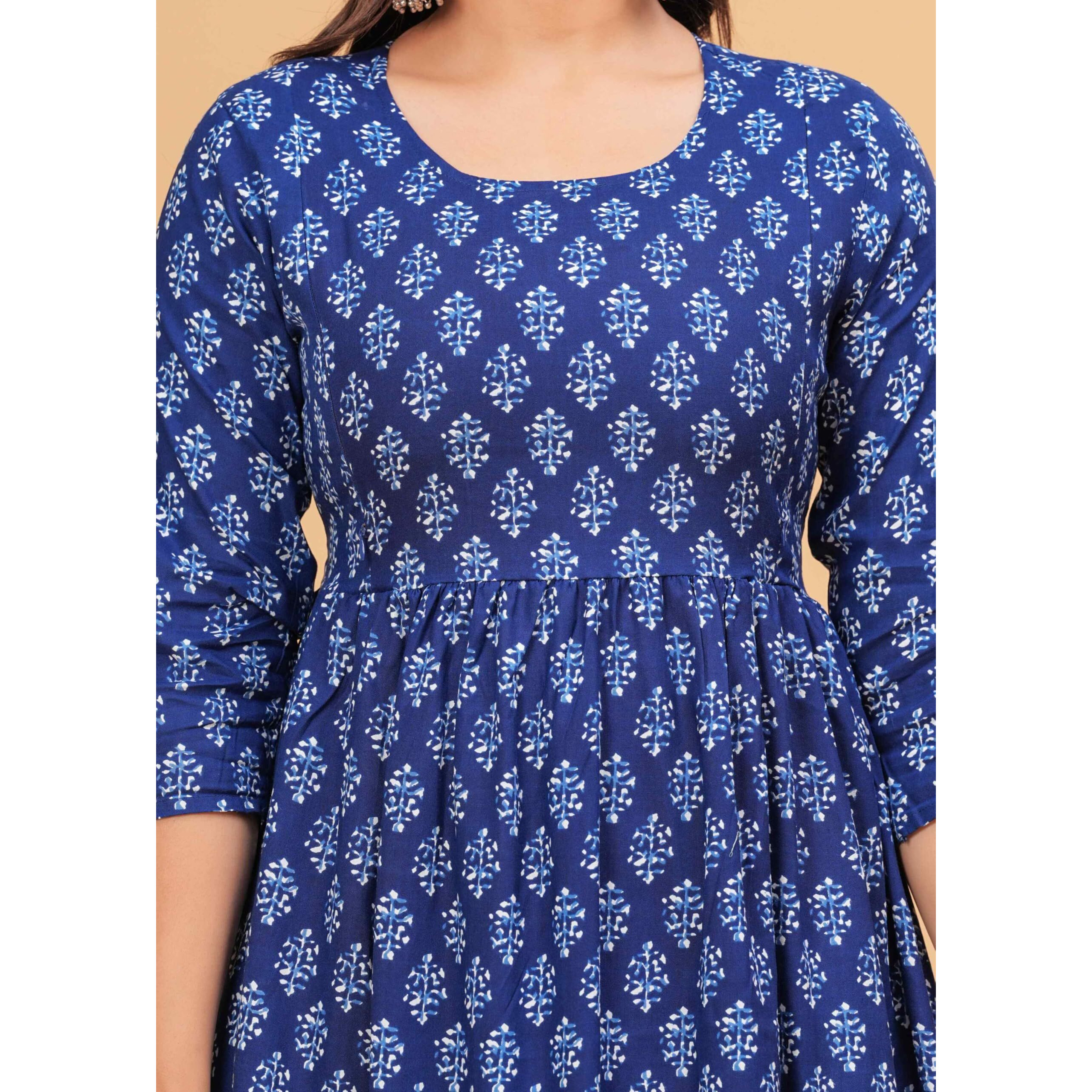 Jikonet Women's Anarkali Maternity Feeding Kurti/Maternity Gown/Maternity Dress, (Blue, Xxx-Large)