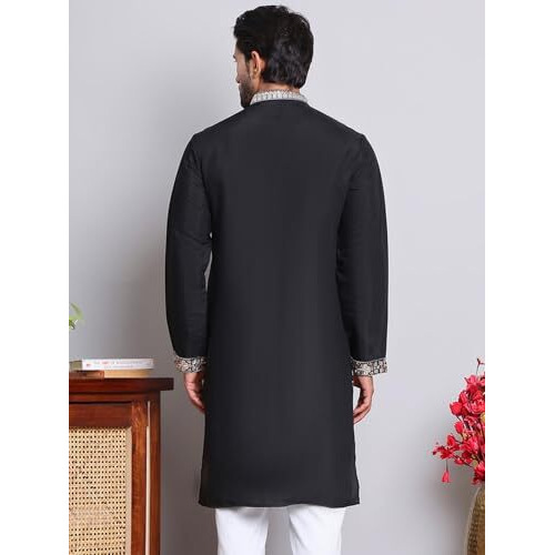 Jompers Black Floral Embroidered And Sequins Kurtas .(Black, Xxl)