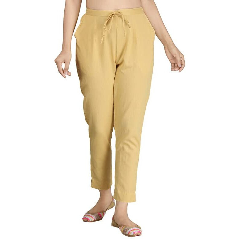 Digital Shopee Ankle Length Drawstring Trouser Pant For Women | Girls Beige