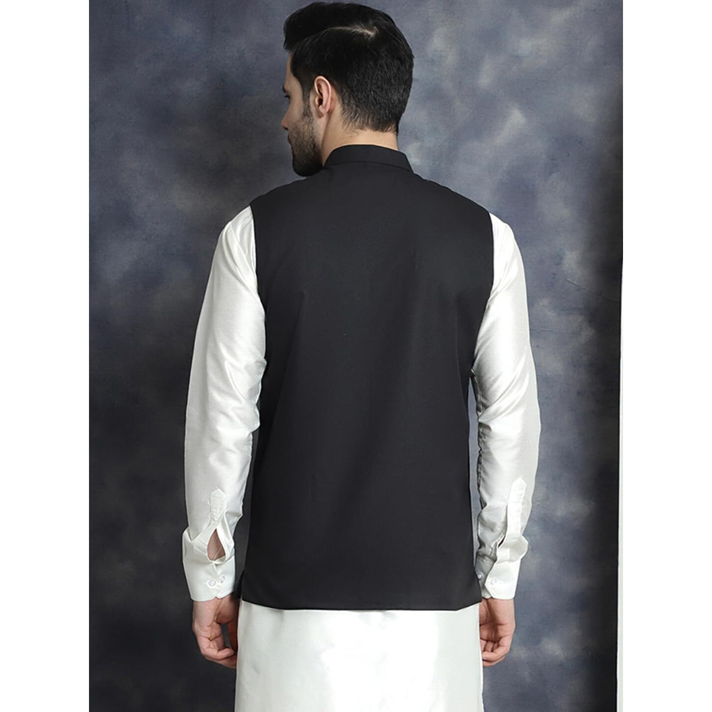Jompers Black Men Solid Nehru Jacket (Black, L)