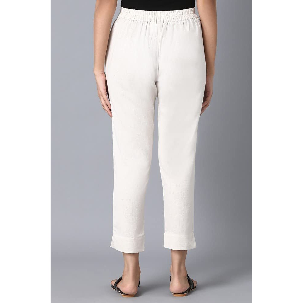 Digital Shopee Women Casual Formal Western Stylish Rayon Trouser Regular Fit Plain Pants Lowers Bottom Wear Office Wear | Ds-Pants-Ethnicwear-White-4Xl