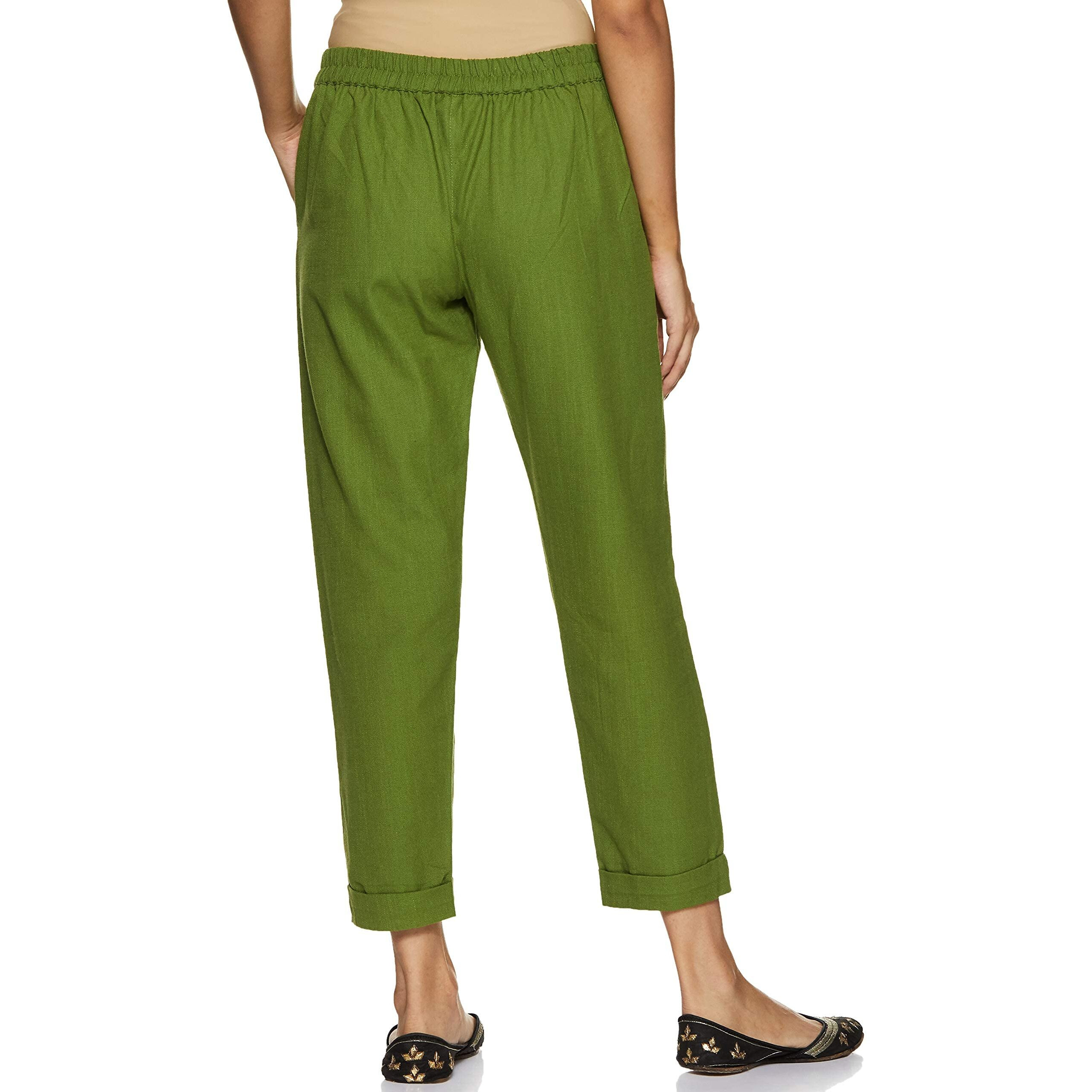 Digital Shopee Women's Regular Fit Cotton Trouser (Ds-Trs-Olive-Xl_Olive_Xl)