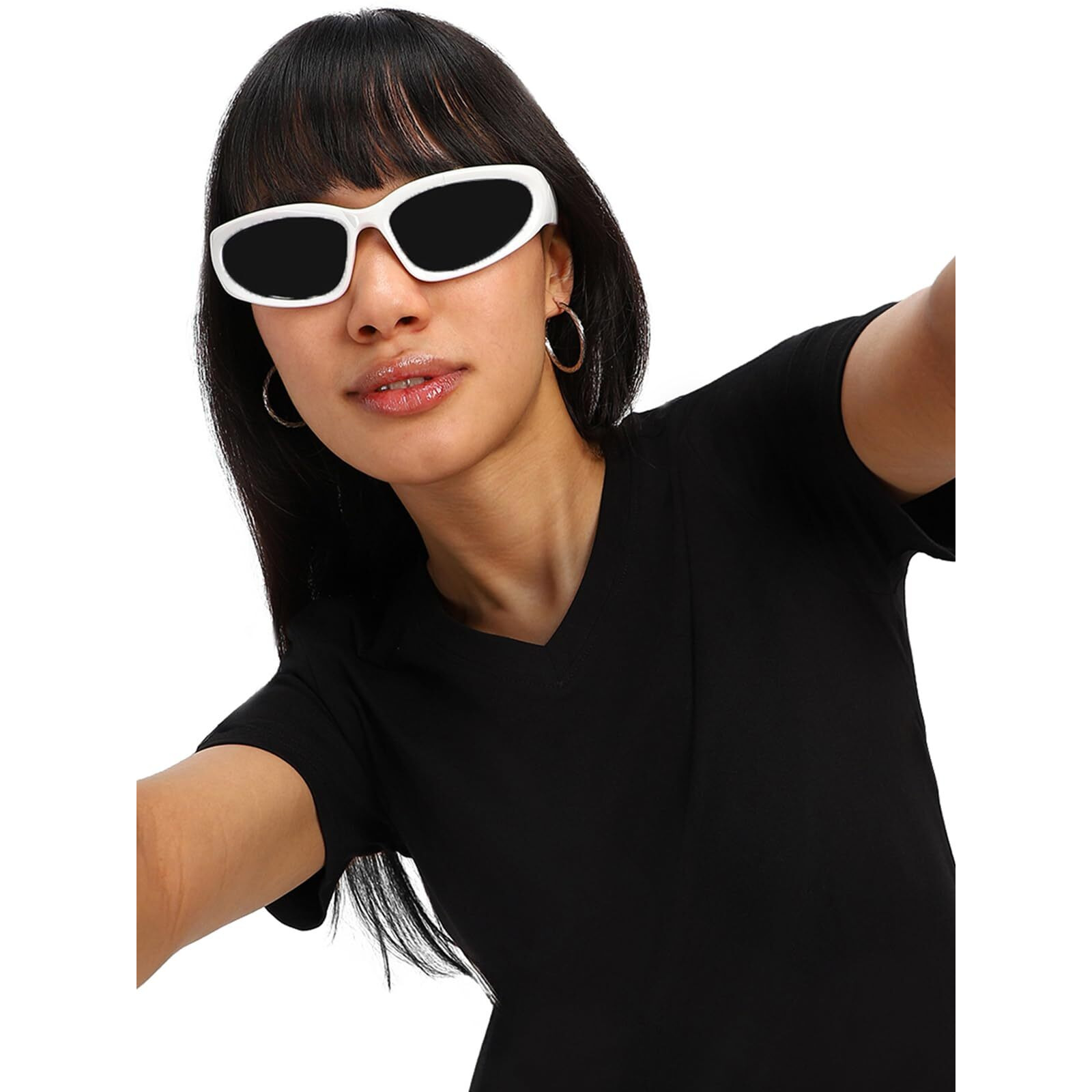 Juneberry Cotton Lycra Regular Fit V- Neck Half Sleeves T-Shirt For Women & Girls (Vdjwtw051007_L) Black