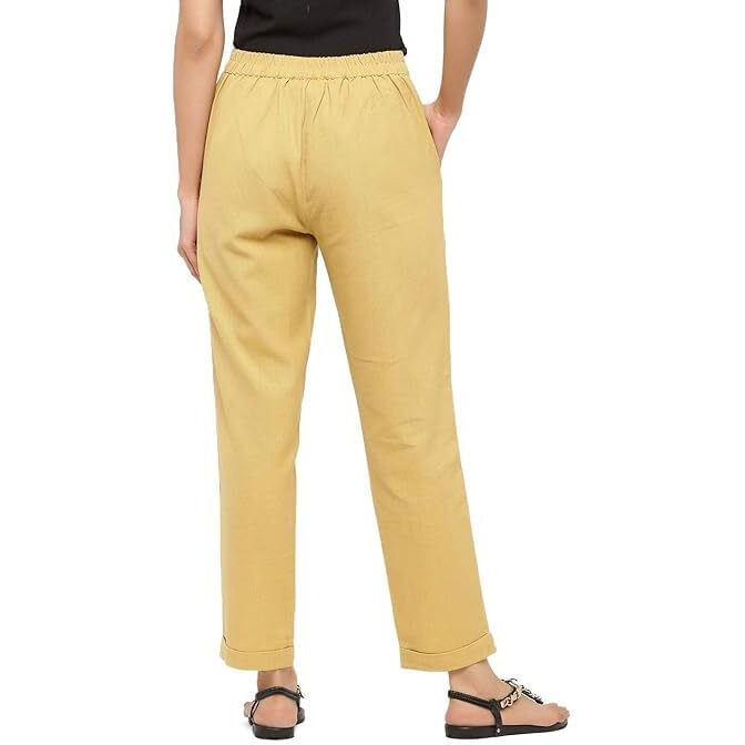 Digital Shopee Cotton Flex Ankle Length Trouser Pants For Women | Beige |Xl