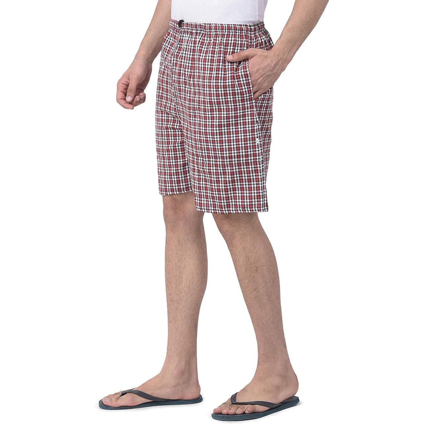 Digital Shopee 100% Cotton Checkered Knee Pant With Two Side Pockets And Elastic Waist- Pack Of 4- (Size 2Xl, Multicolor)