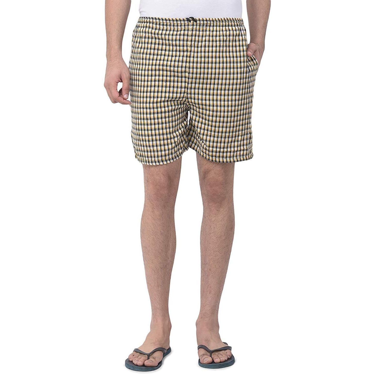 Digital Shopee 100% Cotton Checkered Knee Pant With Two Side Pockets And Elastic Waist- Pack Of 4- (Size 2Xl, Multicolor)