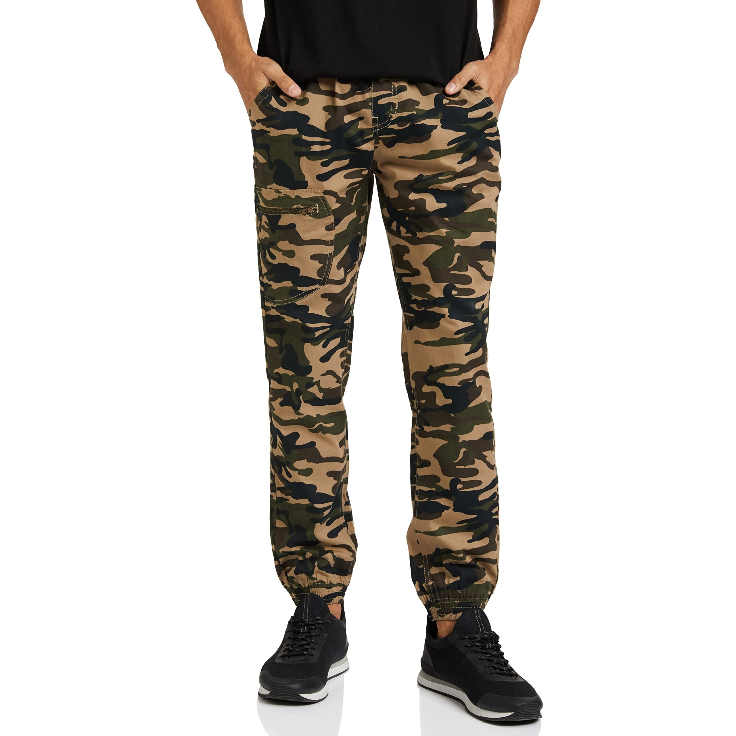 Diverse Men's Slim Casual Joggers (Dcmct55Sc19L37-1011B_Beige/Black_36)