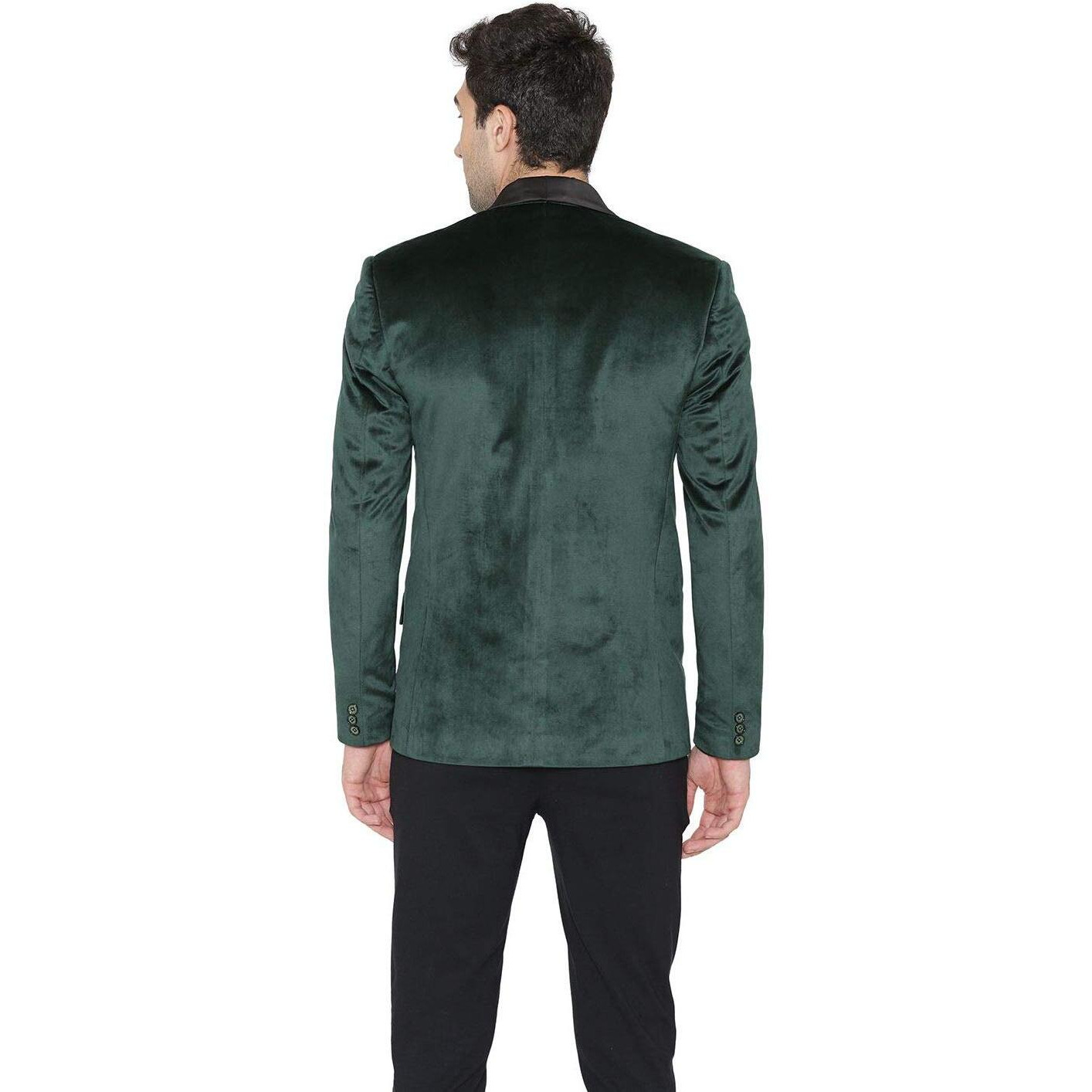 Wintage Men's Regular Fit Tuxedo Formal Blazer (Tuxvelvet201Color10S46_Green_46)