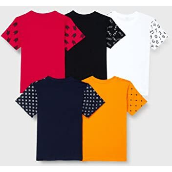 T2F Boy Cotton Printed Regular Fit T-Shirt(Pack Of 5),Multicolour,13-14 Years