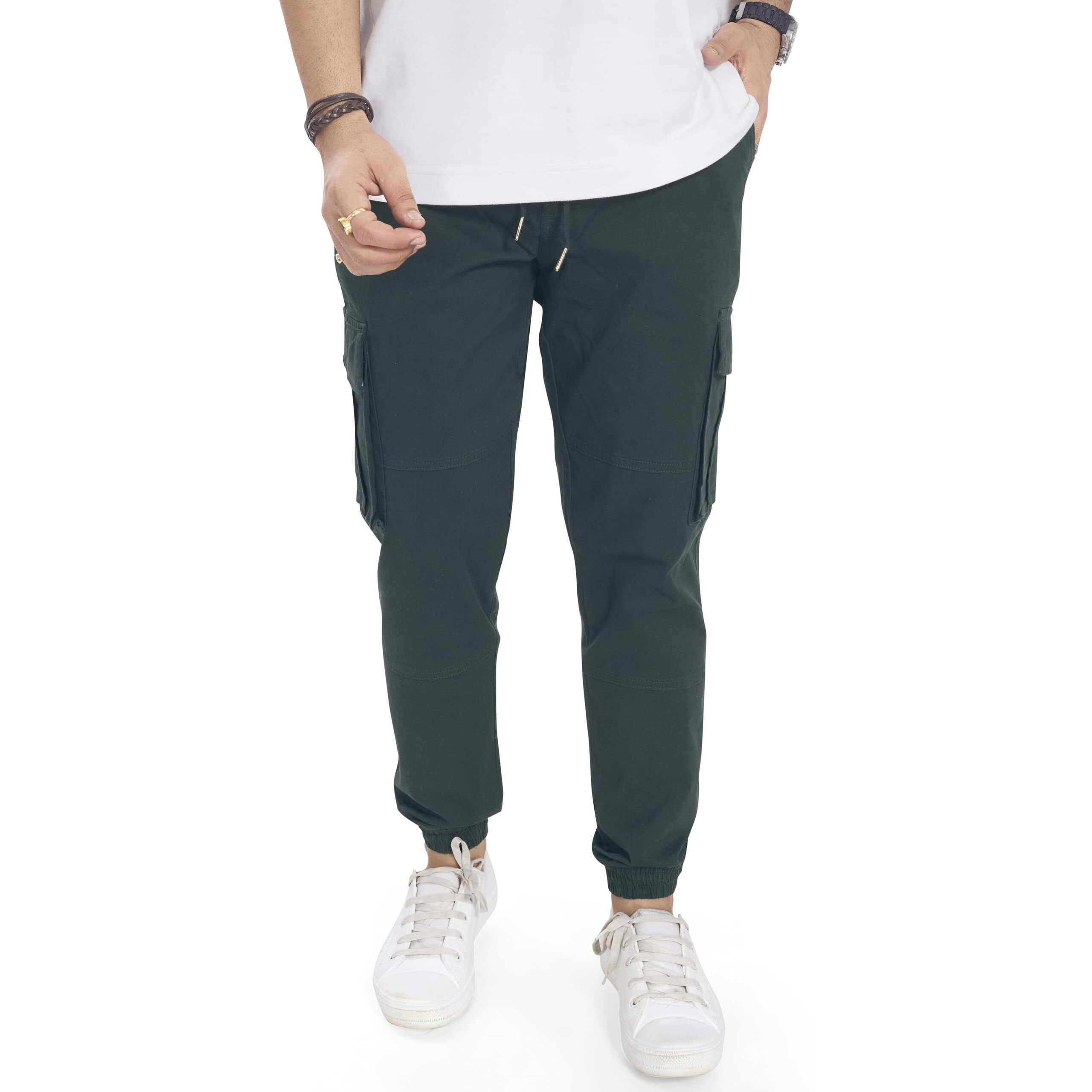 Divisive Men's Cotton Cargo Joggers Pants (Dcr130_32_Teal)