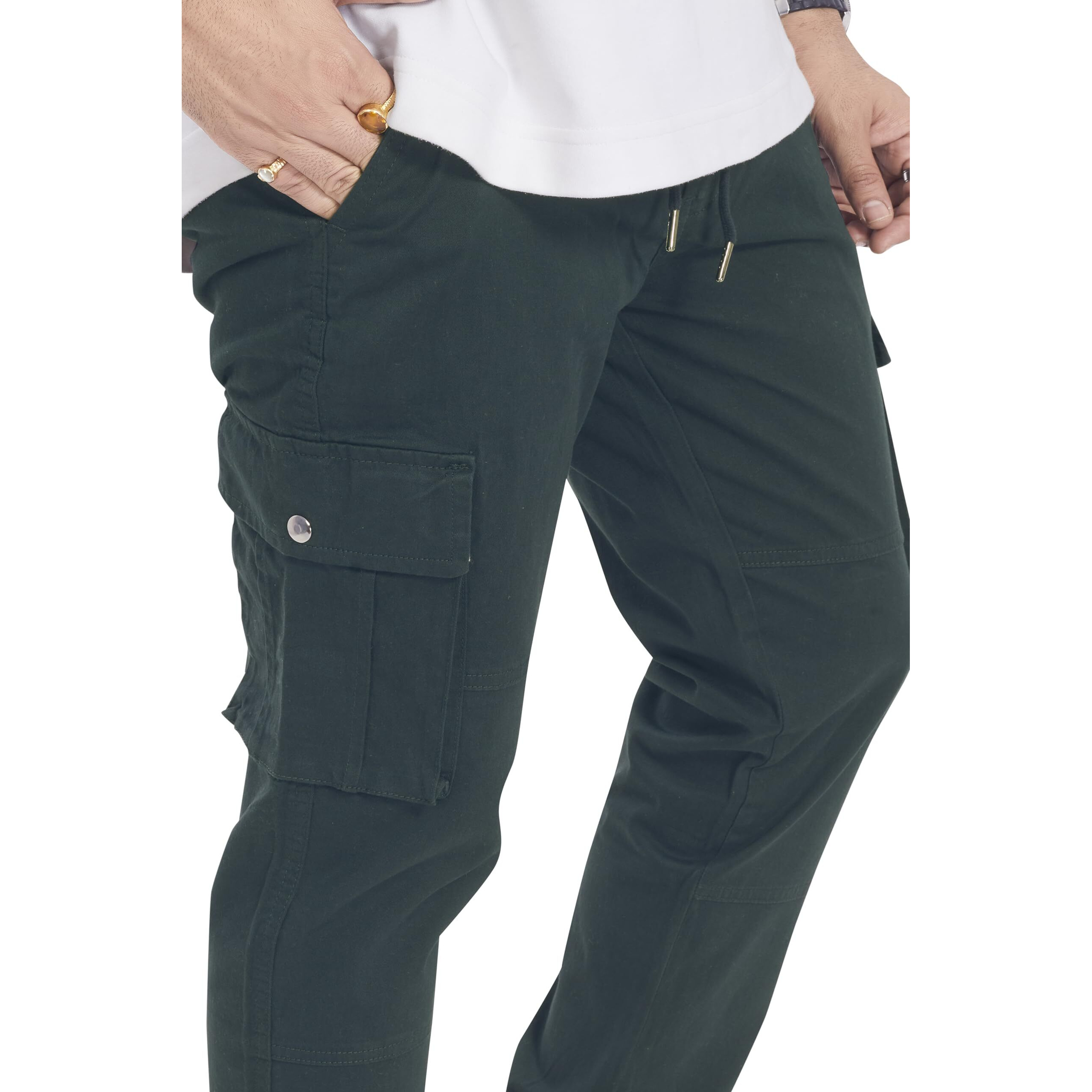 Divisive Men's Cotton Cargo Joggers Pants (Dcr130_32_Teal)