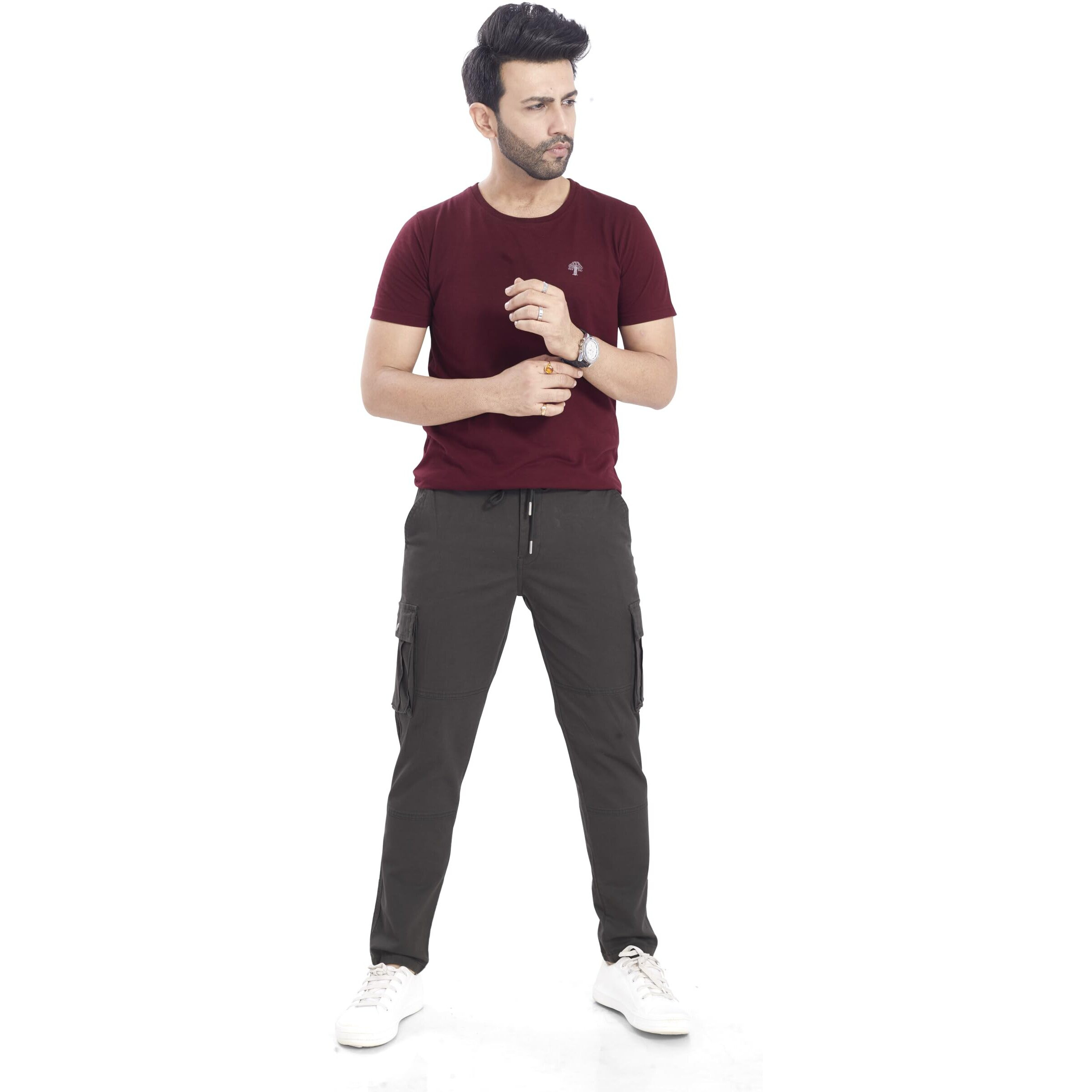 Divisive Men's Cotton Cargo Pants (Dcr109_38_Dark Green)