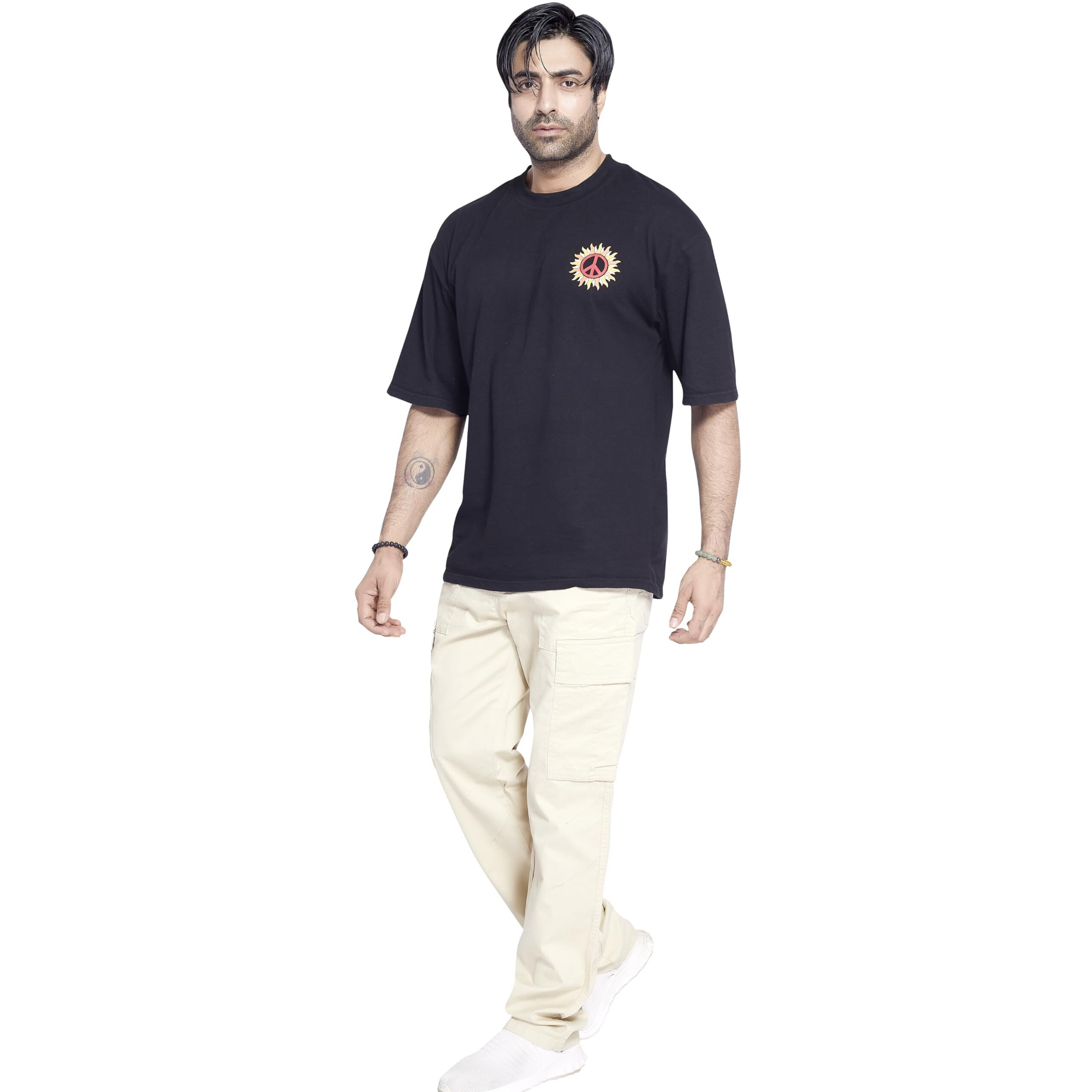 Divisive Men's Cotton Cargo Pants (Dcr154_32_Beige)