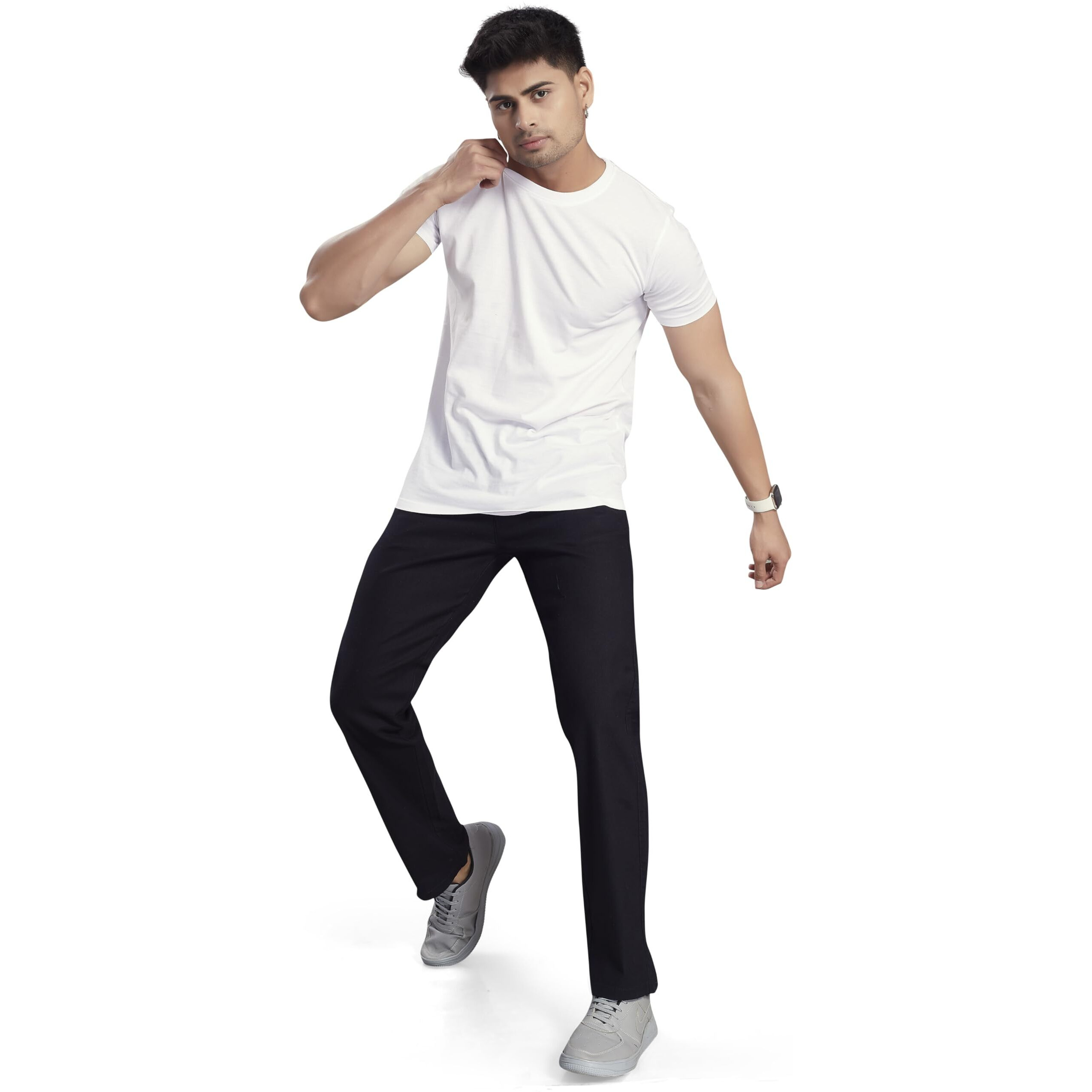 Divisive Men's Relaxed Fit Cotton Linen Blend Trousers (Dpt72_36_Black)