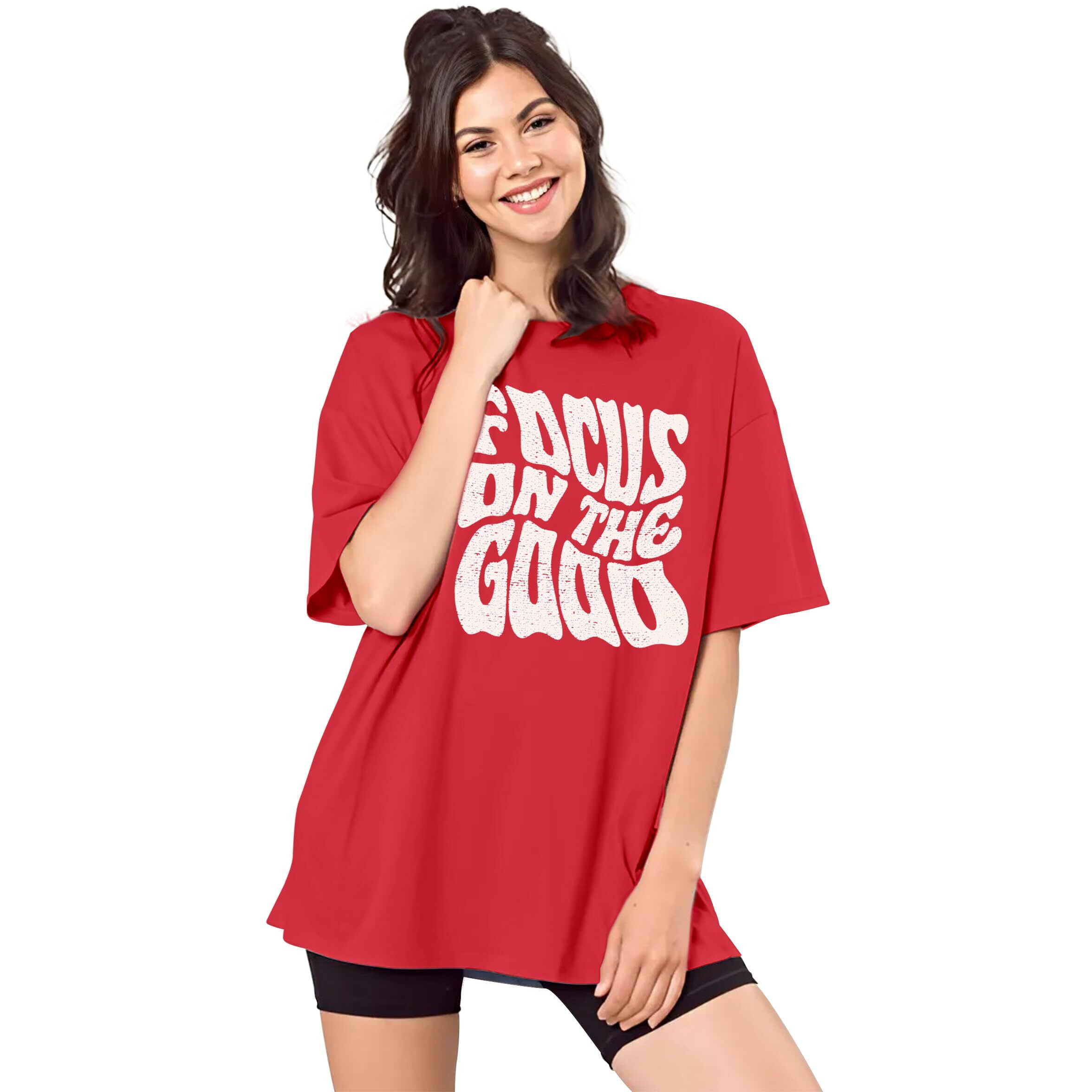 Shodox Womens Oversized Drop Shoulder Printed T-Shirt | Soft, Breathable & Light Weight Cotton Blend | Loose Fit Stylish Top For Girls With Premium Graphic Print