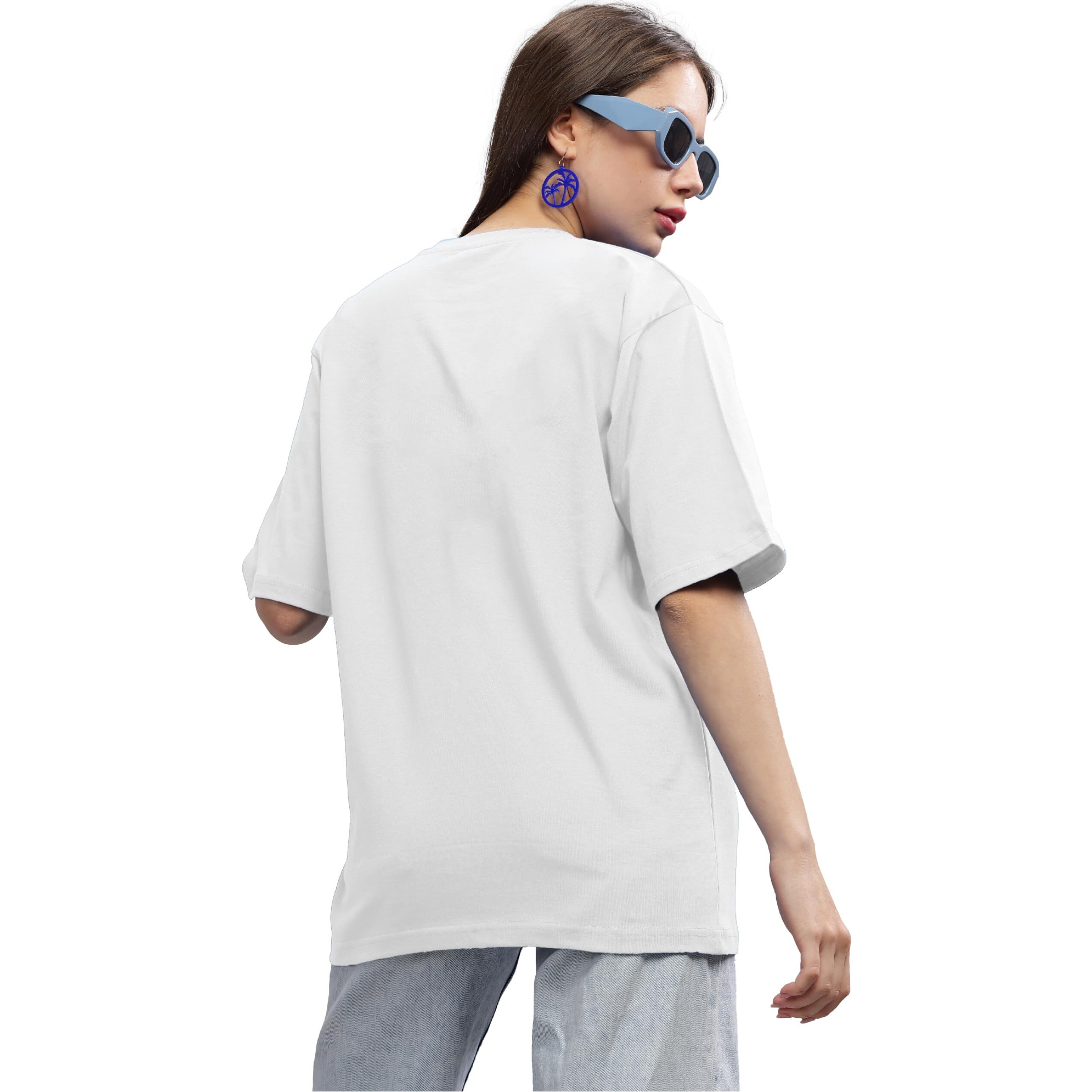 Shodox 100% Cotton Oversized Half Sleeve Tshirt For Women-Drop Shoulder Front Printed Round Neck Relaxed Fit Valentine Day T-Shirt For Womens (Pack Of 1)