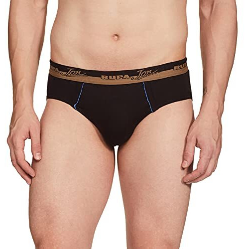 Rupa Jon Plain Brief For Men, 100% Cotton Fabric, Outer Elastic, Pack Of 3