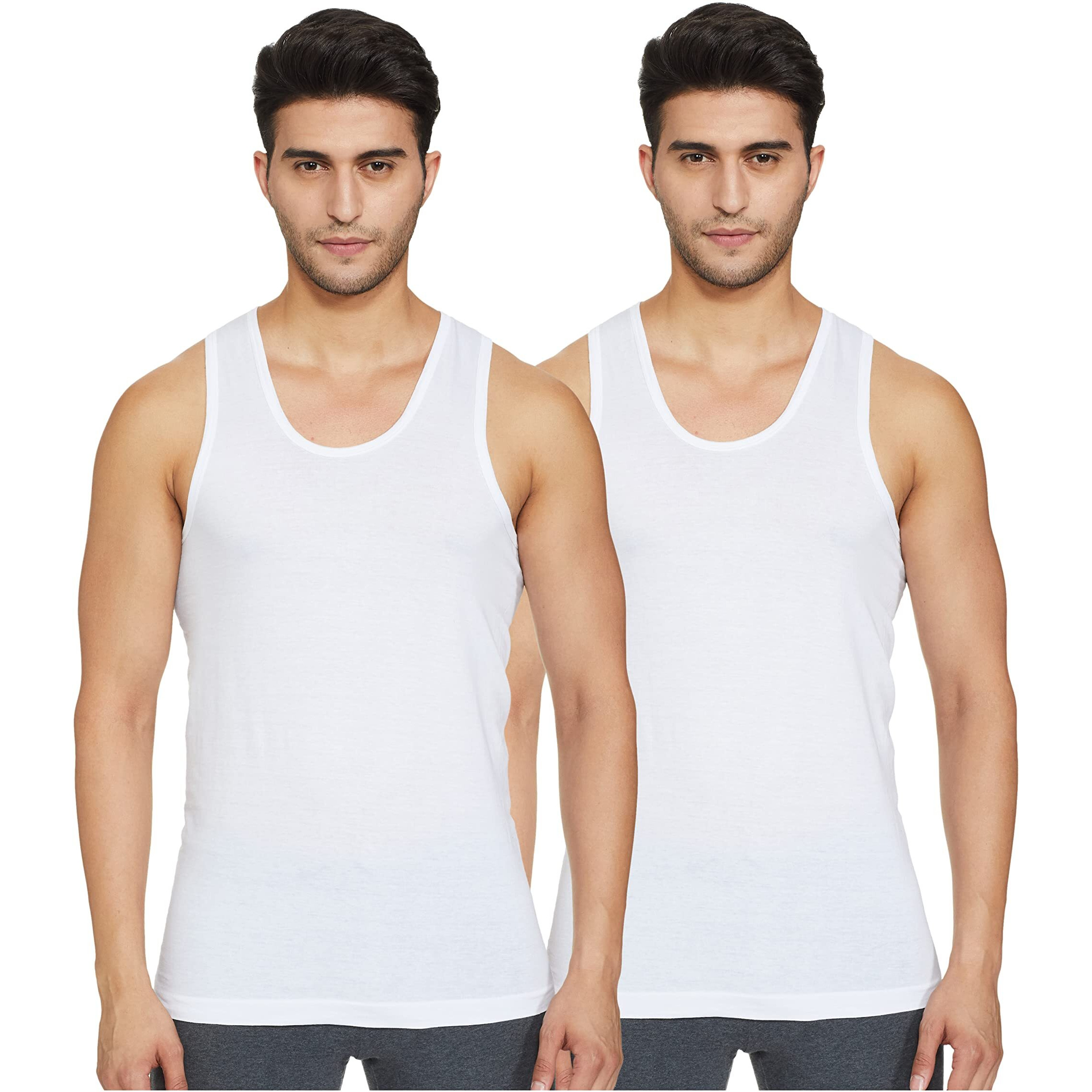 Rupa Jon Sleeveless Vest For Men, 100% Cotton Fabric, Round Neck, Pack Of 2