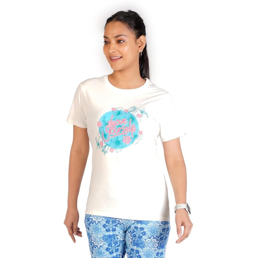 Rupa Colors Playsure Printed Cotton Blended Round Neck Women's T-Shirt, Short-Sleeve, Pack Of 1