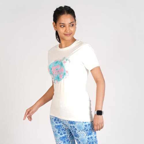 Rupa Colors Playsure Printed Cotton Blended Round Neck Women's T-Shirt, Short-Sleeve, Pack Of 1