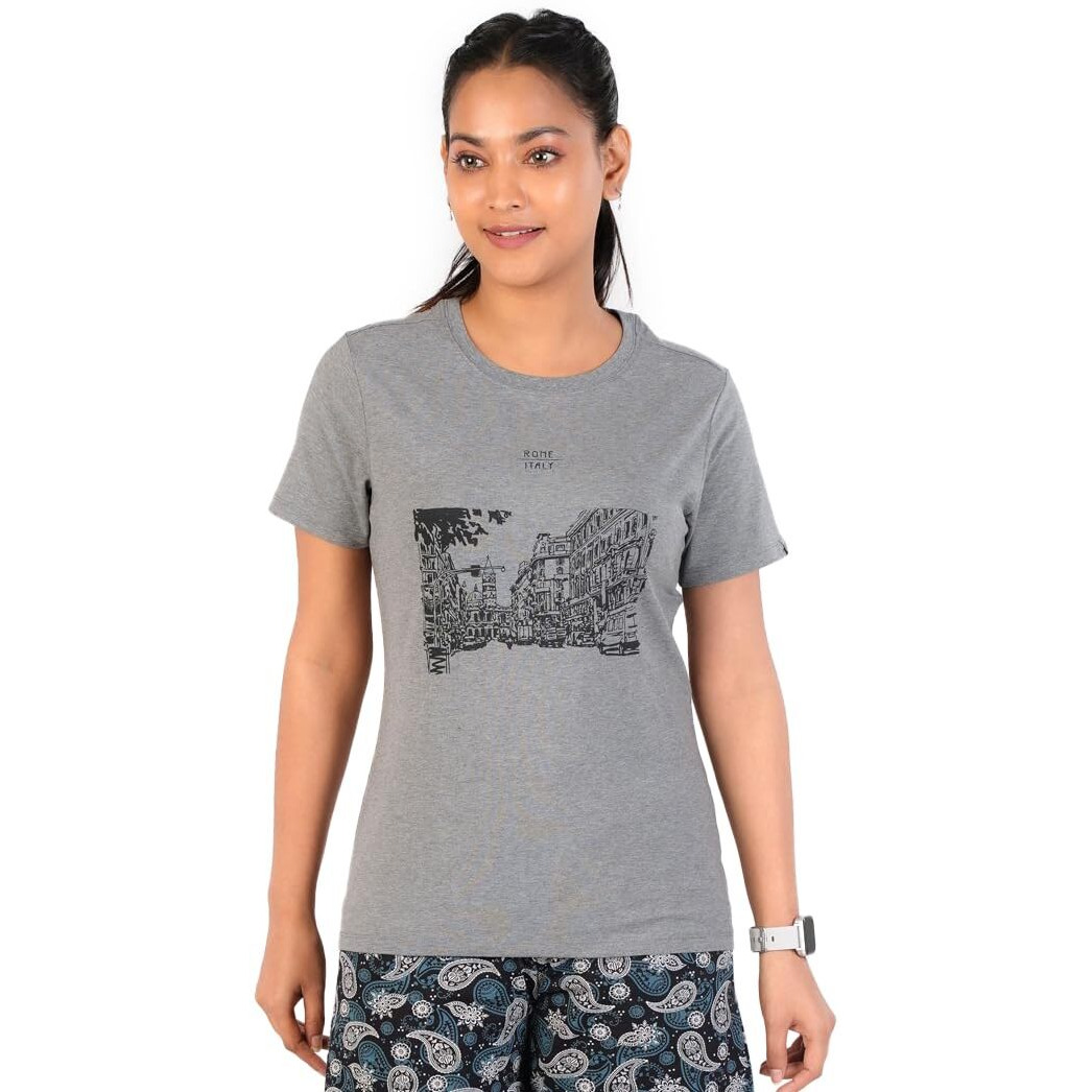 Rupa Colors Playsure Printed Cotton Blended Round Neck Women's T-Shirt, Short-Sleeve, Pack Of 1