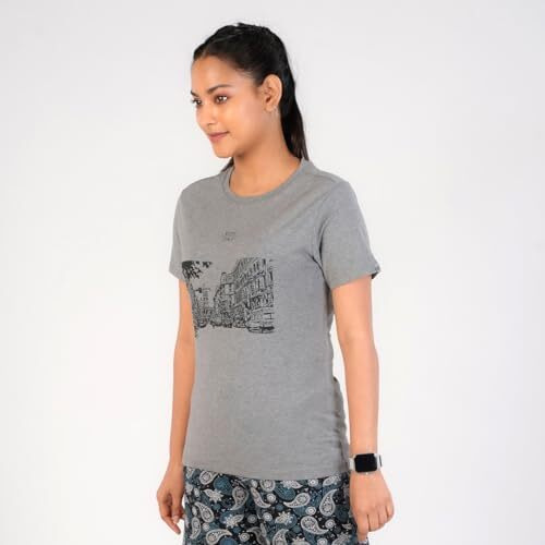 Rupa Colors Playsure Printed Cotton Blended Round Neck Women's T-Shirt, Short-Sleeve, Pack Of 1