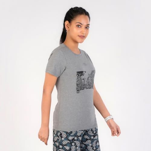 Rupa Colors Playsure Printed Cotton Blended Round Neck Women's T-Shirt, Short-Sleeve, Pack Of 1
