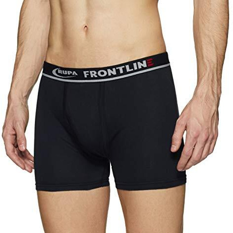 Rupa Frontline Men's Pure Cotton In Regular Solid Drawer (Pack Of 2) (Fl Hnk_Navy,Black_090)
