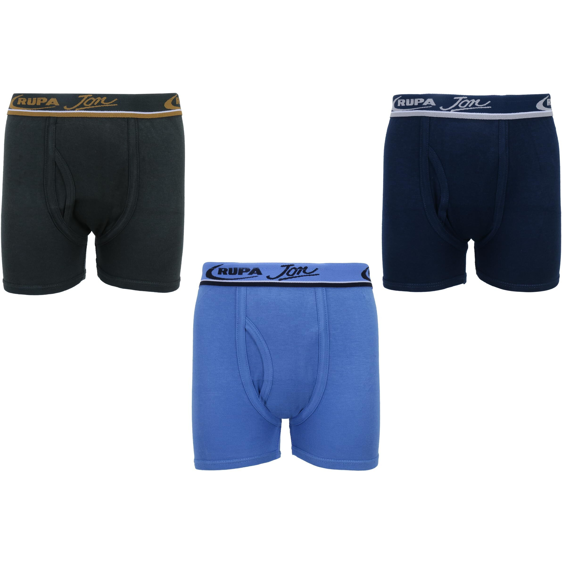 Rupa Jon Solid Trunk For Boys, 100% Cotton Fabric, Outer Elastic, Regular Fit, Pack Of 3