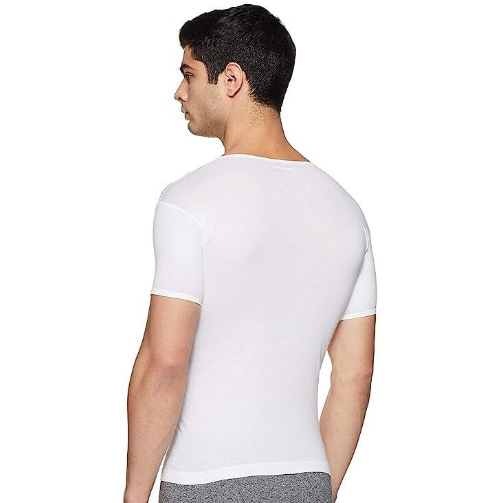 Rupa Jon Half Sleeves Vest For Men, 100% Cotton Fabric, Round Neck, Pack Of 2 White