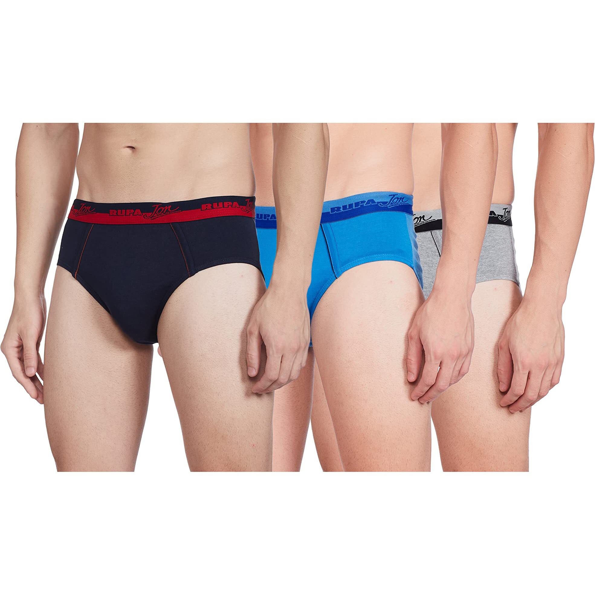 Rupa Jon Men's Cotton Brief (Pack Of 3)(8903978687575_Jn Brief_95_Navy/Sky/Airf)(Colors And Prints May Vary)