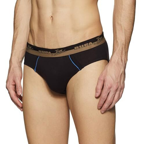 Rupa Jon Obamaa Briefs For Men, 100% Cotton Fabric, Breathable, Outer Elastic, Pack Of 5 Assorted