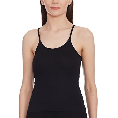 Rupa Softline Women Super Combed Cotton Regular Fit Black Camisole, Under-Shirt , Stretchable And Body-Hugging ,Pack Of 5