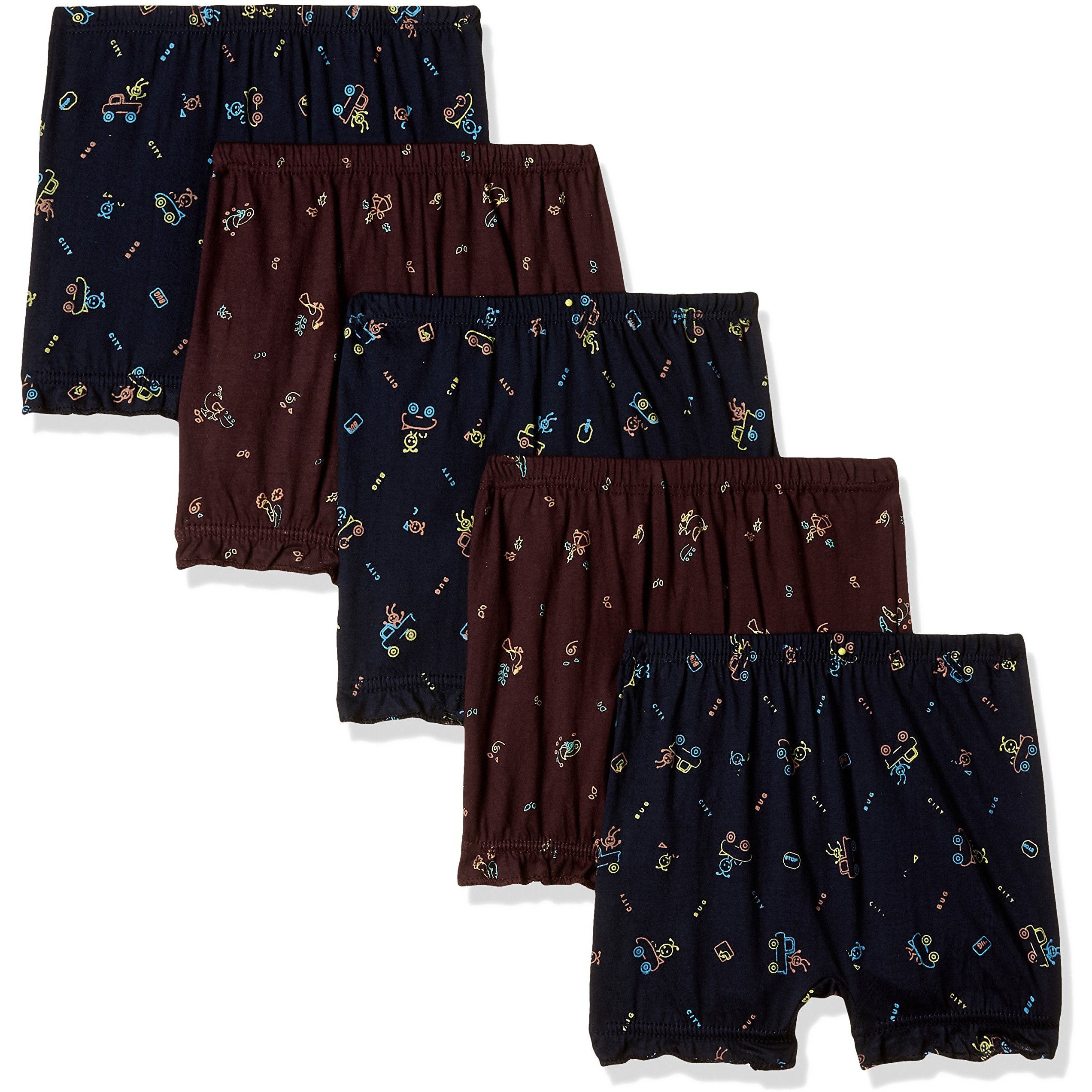 Rupa Jon Printed Trunk For Boys | 100% Cotton Fabric | Inner Elastic | Pack Of 5 Assorted