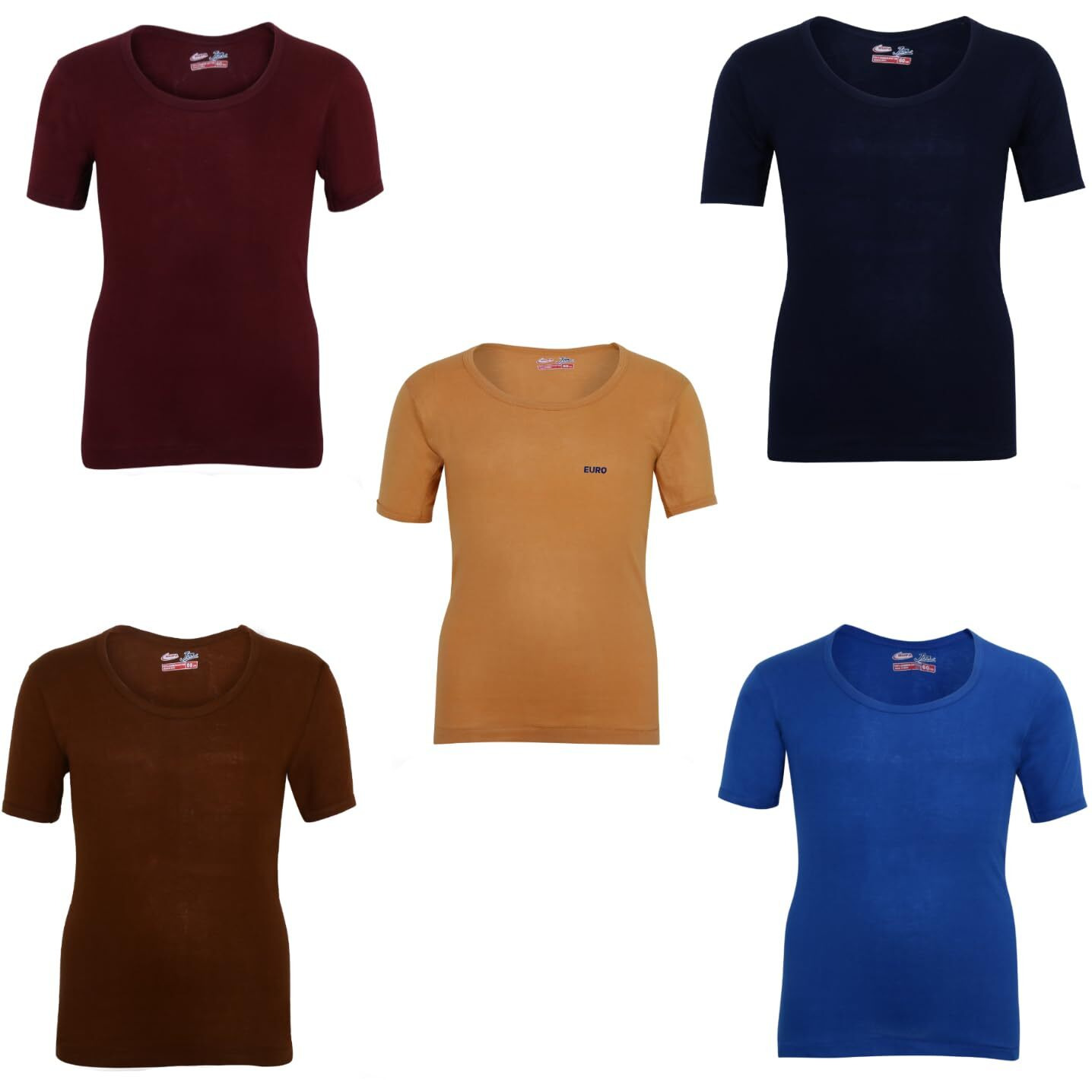 Rupa Jon Half Sleeves Vest For Boys | 100% Cotton Fabric | Round Neck | Pack Of 5