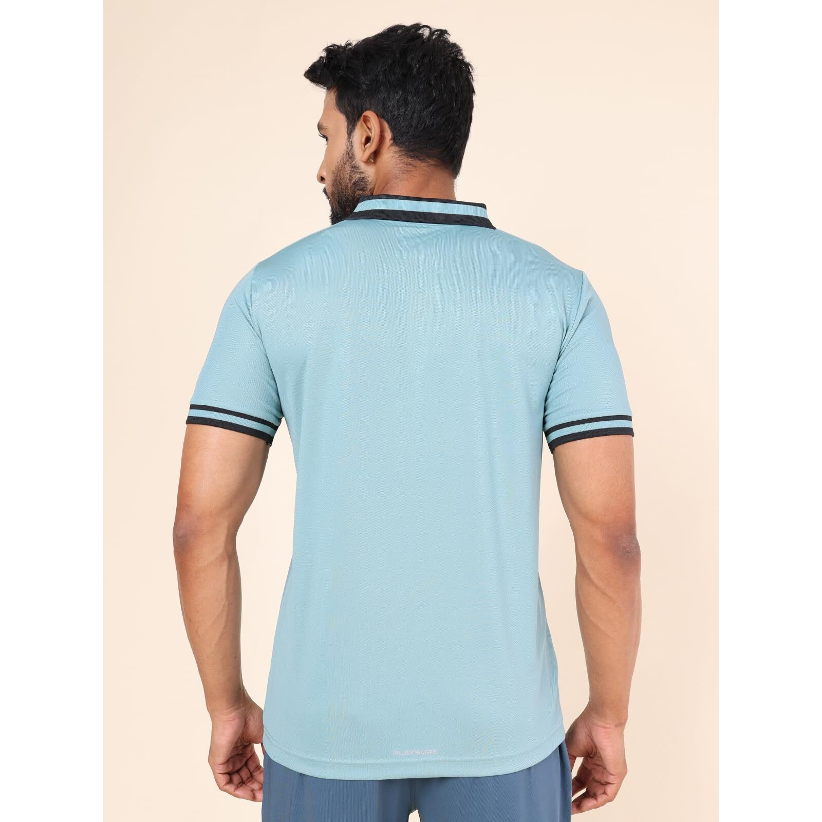 Rupa Colors Mens Playsure Dry Fit Activewear Polo T-Shirt | 100% Polyester Fabric | Dual Color | Contrast Collar | Reflective Logo | Regular Fit Mineral Green