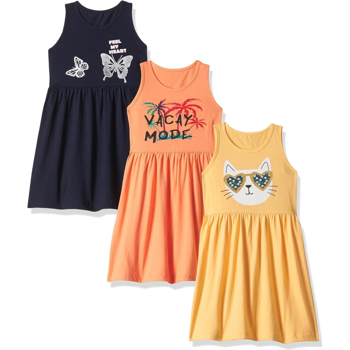 T2F Girls Cotton Knee-Length Casual Dress(Pack Of 3)