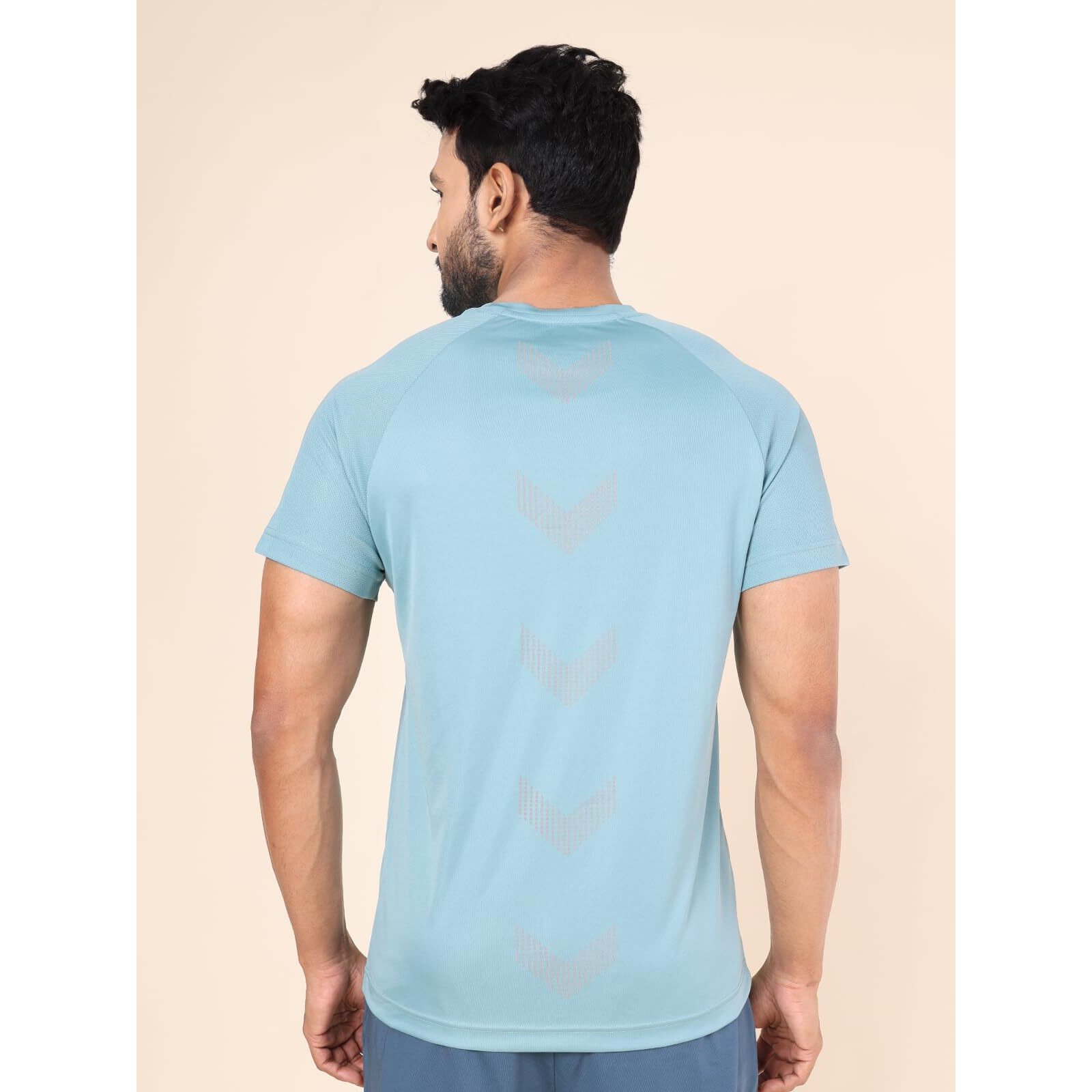 Rupa Colors Mens Playsure Dry Fit Raglan Sleeve Activewear Round Neck T-Shirt | 100% Polyester Fabric | Laser-Cut Chest | Reflective Design | Regular Fit Mineral Green