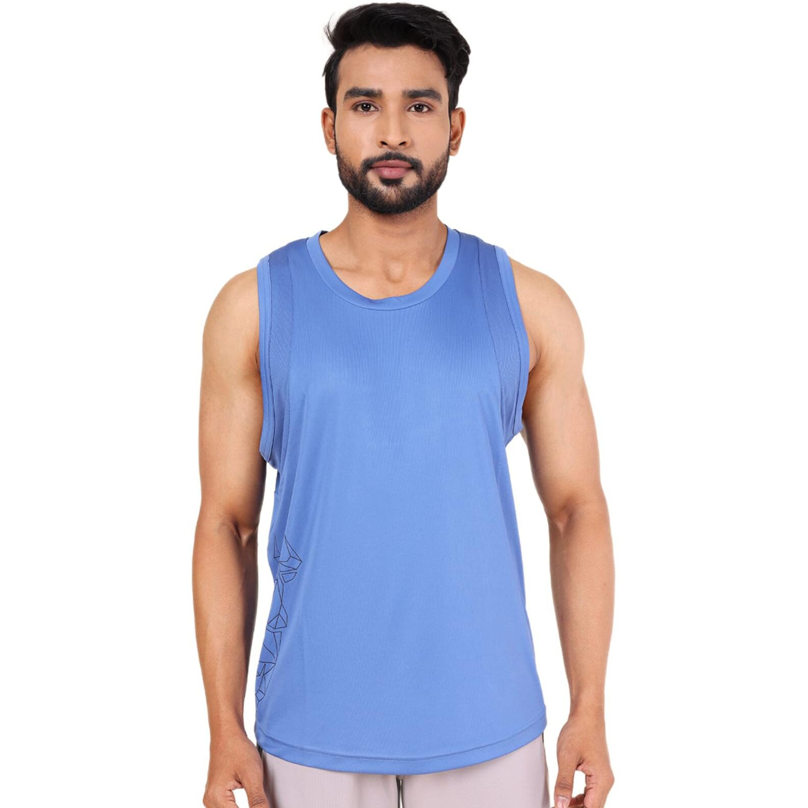Rupa Colors Mens Playsure Dry Fit Activewear Tank Top | 100% Polyester Fabric | Power Mesh Armholes | Cut-Sew Design Colony Blue