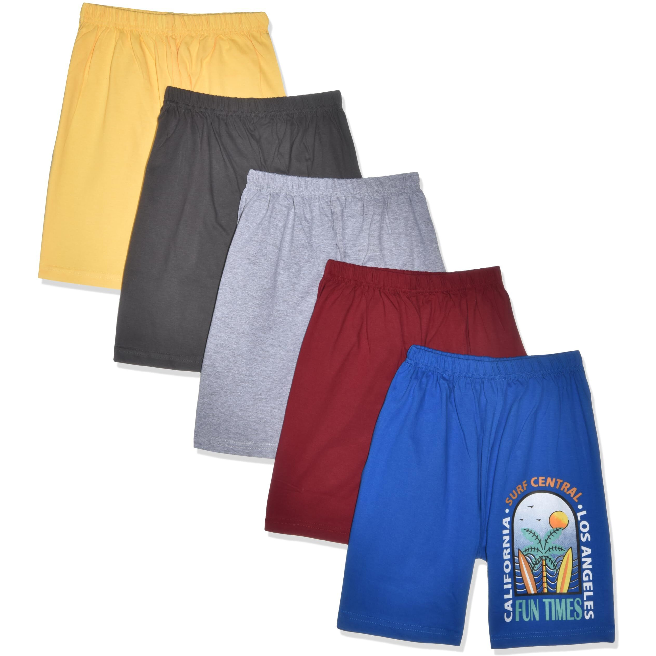 T2F Boy Printed Regular Fit Shorts(Pack Of 5),Multi,8-9 Years