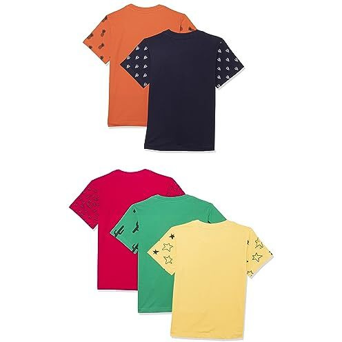 T2F Boy Cotton Printed Regular Fit T-Shirt (Pack Of 5),Multicolour,13-14 Years