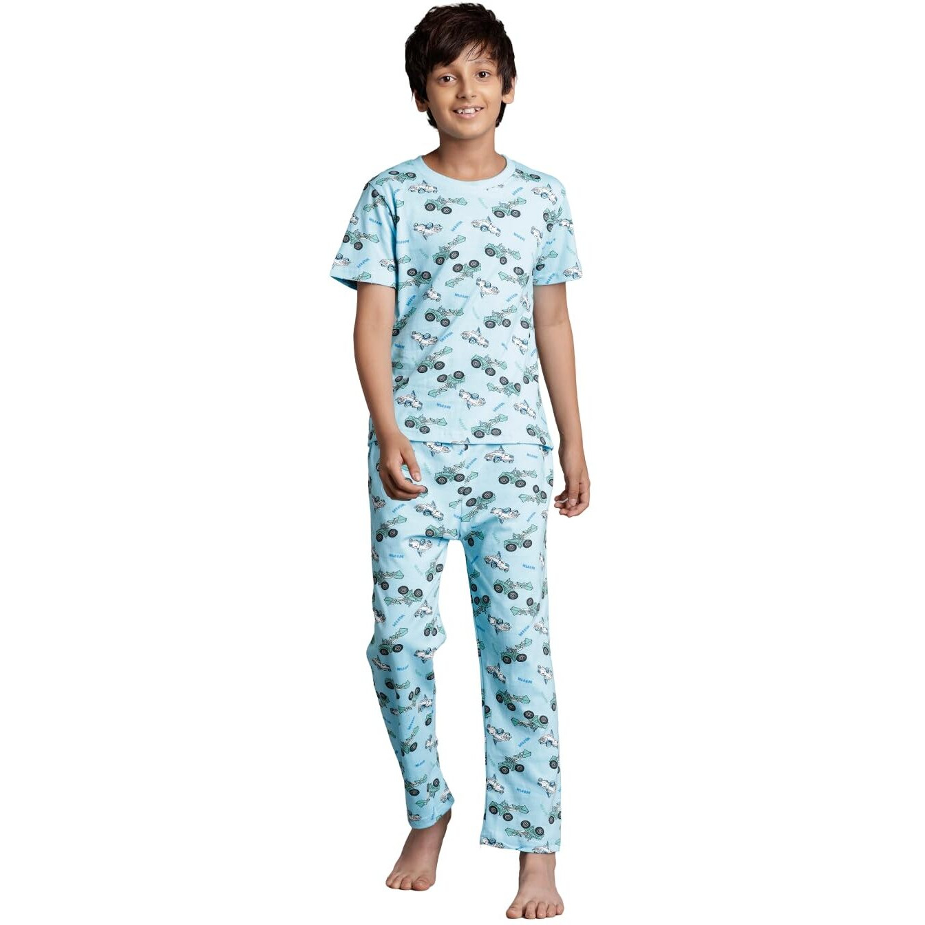 T2F Boy's Cotton Pajama Set Blue